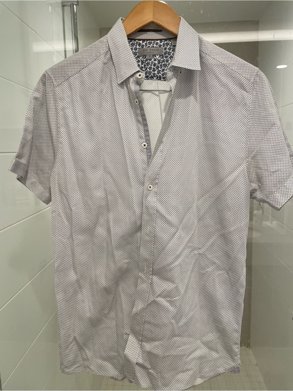 Ted Baker Men's Short-Sleeve Micro-Print Shirt - Light Gray